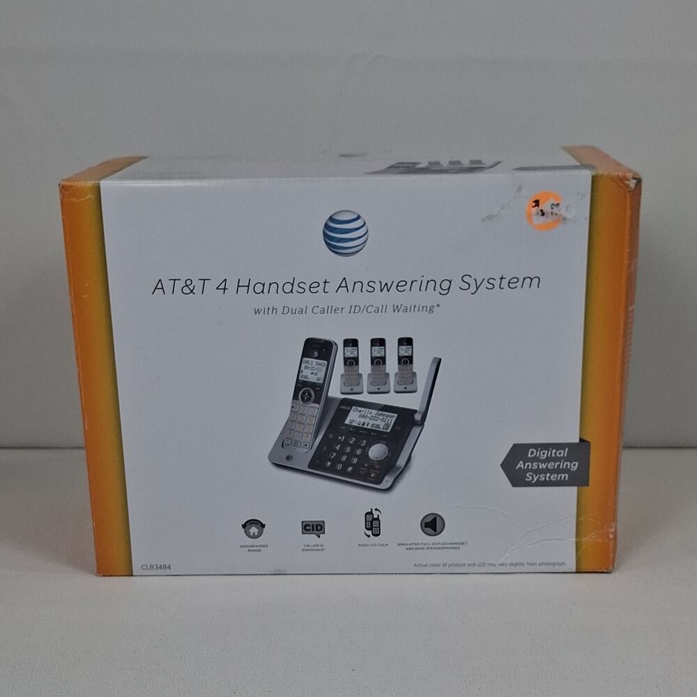 AT&T CL83484 4 Handset DECT 6.0 Cordless Phone System Answering Machine
